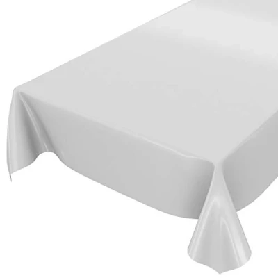 Image de Anro Nappe en Toile cirée lavable, uni, brillant, cirée, gris clair, Schnittkante 180 x 140cm