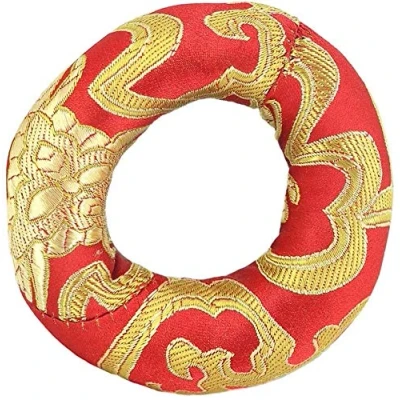 Image de Coussin rond en brocart de soie tibétain fait à la main pour bol chantant méditation 8 cm, comme décrit cm