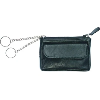 Image de Alassio Schlüsseletui aus feinem Nappaleder, mit 2 Schlüsselringen an Ketten und Vorfach Etui Porte clés, 12 cm, Noir (Schwarz)