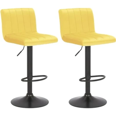 Image de CLP Lot de 2 tabourets Bar Jamie Velours I Tabouret réglable en Hauteur avec Repose Pieds Pivotant à 360, Couleur:Jaune