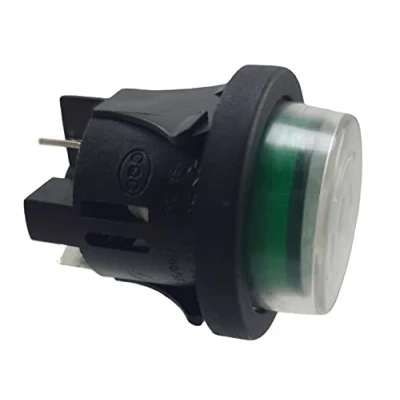 Image de Interrupteur à pression PS18 16 avec couvercle étanche, encastrement Ø 25 mm, 250 V A, vert, éclairage push ein, fiche plate 6,3 mm