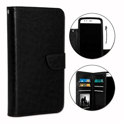 Image de PH26® Etui housse folio pour Orange Nura format portefeuille en éco cuir noir avec double clapet intérieur porte cartes, fermeture