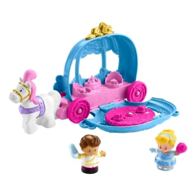 Image de Fisher Price Carrosse de Danse Cendrillon Coffret Princesses Disney Little People pour Tout Petits avec 2 Figurines, à partir 18 Mois, HGP76