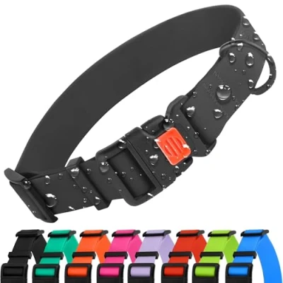 Image de CollarDirect Collier Colorés Imperméables Réglable pour Chien Animaux de Compagnie Petits et Grands Chiens Rose Noir Bleu Menthe Vert Orange (Noir, 45 66 cm)