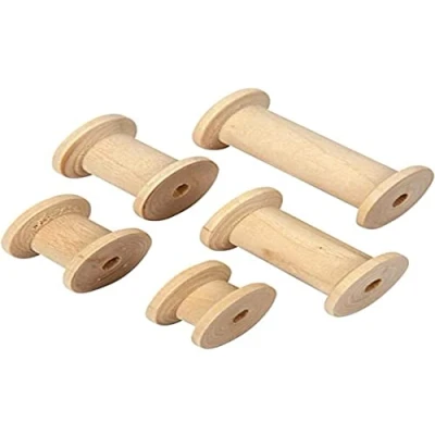 Image de Bobines en bois vintage set de 5 formats. Réf 56463