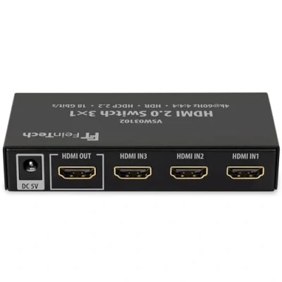 Image de FeinTech VSW03102 Switch HDMI 2.0 3 x 1 Commutation Automatique 4K 60 Hz HDR CEC