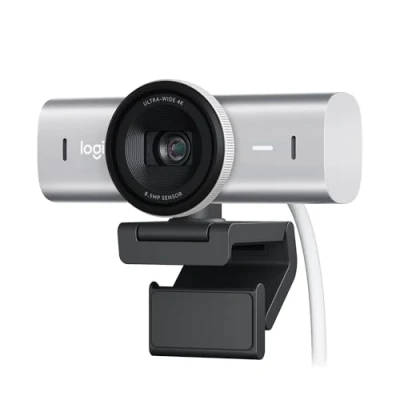 Image de Logitech MX Brio Webcam de Collaboration et Streaming 4K Ultra HD, 1080p à 60 IPS, 2 micros avec réduction Bruit, Show Mode, USB C, Cache pour Webcam, Microsoft Teams, Zoom, Google Meet, Pale Grey