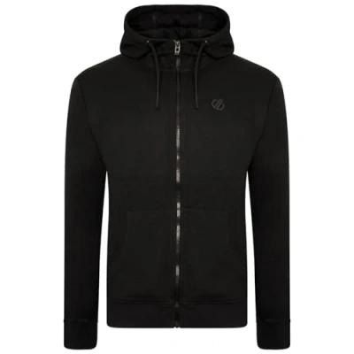 Image de Sweat à Capuche intégral Dare2B Modulus pour Hommes en Jersey de Coton Noir Doux Porter avec Poignets côtelés.