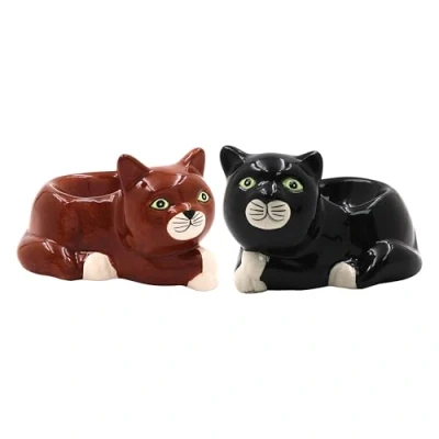 Image de The Leonardo Collection Coquetiers fantaisie en forme de chat pour la cuisine et maison Coquetier idéal le rangement des œufs Porte durable un usage quotidien Accessoire