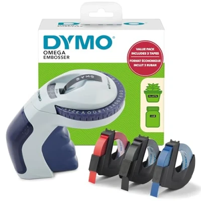 Image de DYMO Système de marquage avec 3 rubans Kit démarrage Pour l&#039;étiqueteuse Omega Design compact molette Turn Click la maison, le bricolage et les loisirs créatifs (£/, Ä, Ö &amp; Ü)