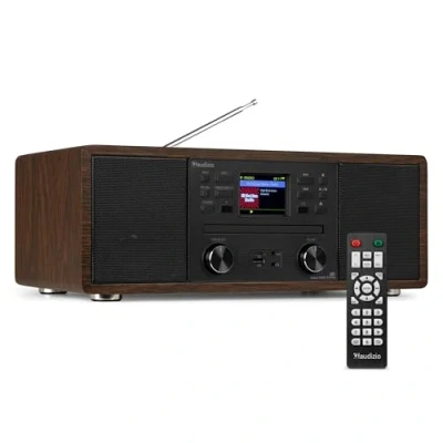 Image de Audizio Avola Radio Internet WiFi avec Lecteur CD et Bluetooth Noyer, Dab+, FM, Haut Parleurs Stéréo, Télécommande, Idéale pour Diffuser Vos Radios Préférées du Monde Entier