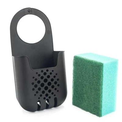 Image de KADAX Porte éponge, égouttoir pour panier suspendu ranger les éponges, étagère de robinet, aide à l&#039;organisation la cuisine (noir)