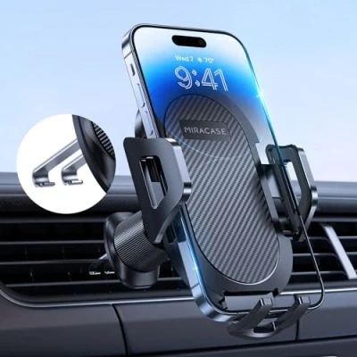 Image de Miracase Support de téléphone Portable pour Voiture 【Double Crochet 2023】 Universel Ventilation Voiture, Rotation à 360 , iPhone 15/14/13/12 Pro Max