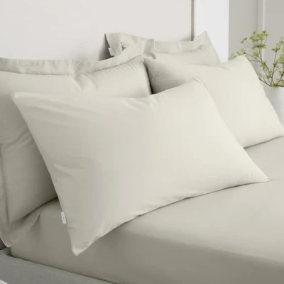 Image de Bianca Paire de taies d&#039;oreiller Standard en Percale Coton 200 Fils Naturel