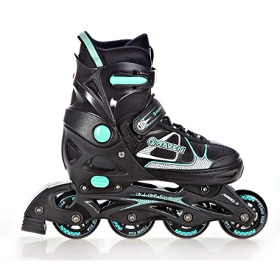 Image de Roller Spirit Taille Ajustable et modulable RAVEN Noir/Menthe, 37 au 40, Version en Ligne