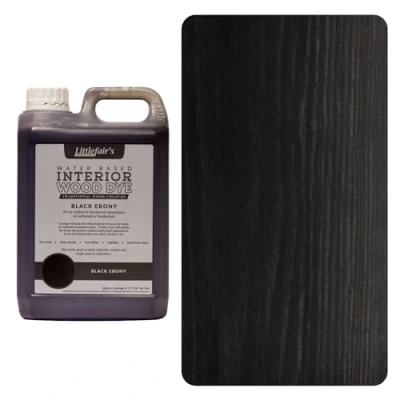 Image de Littlefair&#039;s Teinte Bois 5ltr Teinture Écologique À Base D&#039;Eau et Sûre Lasure Intérieur à Séchage Rapide Peinture pour Nettoyage Facile Couleur:Noir Ébène