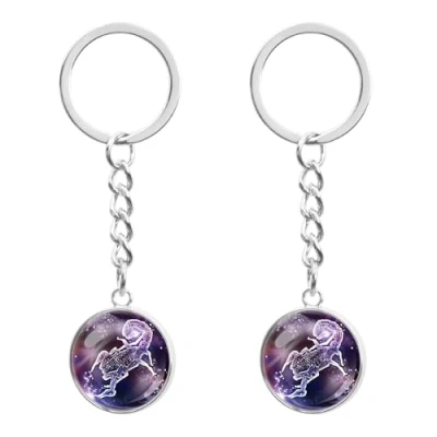 Image de LT Easiyl 2pcs Porte clés Veilleuse du Zodiaque 12 Constellations Lumineux Sphère de Verre Lumineuse Constellation pour Hommes Femmes, Scorpion