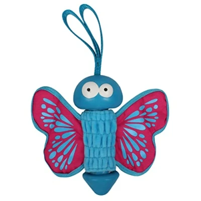 Image de Coockoo, Jouet coloré et résistant en Forme de Papillon pour Chiens Rose, Caoutchouc résistant, Ailes Tissu Oxford avec Film froissé, Antennes Nylon, des Heures Plaisir Jeu