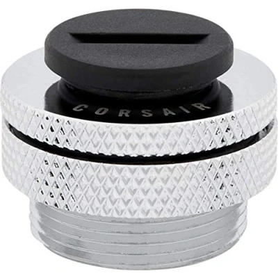 Image de Corsair Hydro X Series, XF Fillport (Filetages G1/4 BSPP Standards, Construction en Solide Laiton, Remplissage/Vidange Faciles, Bague de Blocage Filetée, Bouchon Inclus) Chrome