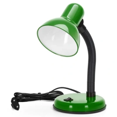 Image de Aigostar Vintage Lampe de Bureau, Table Retro avec Prise, Sans Ampoule, Compatible Les Ampoules LED Modele E27, Colonne Reglable, Vert