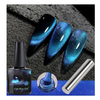 Image de Biancat CatEyeslay Magnetic Gel Polish, 9D Cat Eye Nail Polish With Magnet, For Diy Manicure Art Design (Blue Chrome Polish)