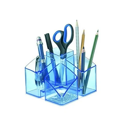 Image de Han 17450 26 Pot à crayon Scala 4 compartiments Bleu transparent 125 x 100 mm (Import Allemagne)