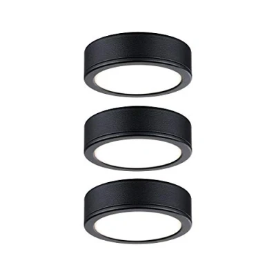 Image de Paulmann 99990 kit meubles LED Leaf rond incl. 3x3,5 watts éclairage de placard Noir plastique 2700 K, Matière, 10.5 W, 3 Unité (Lot 1)