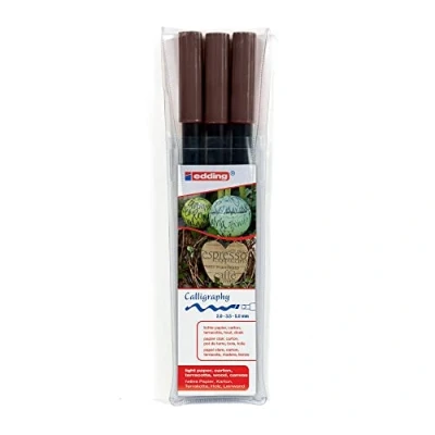 Image de edding 1255 Set de 3 Feutres Calligraphie Largeur trait : 2 3,5/5 mm Marron Foncé
