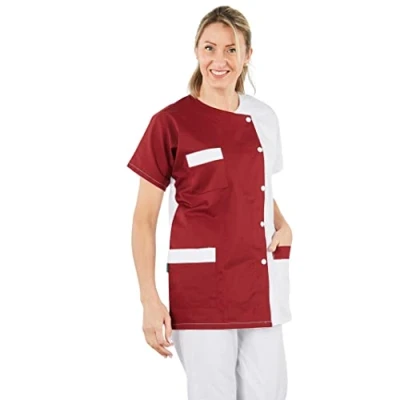 Image de Hurry Jump Blouse médicale Femme bi Color Blanc Bordeaux Prune Taille : 7