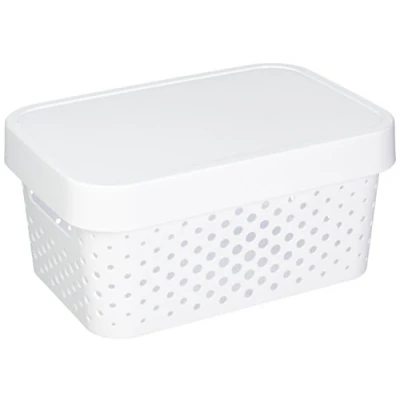 Image de Curver 04760 N23 00 Infinity Points Boîte à Rangement avec Couvercle Plastique Blanc 26,8 x 18,6 12,4 cm 4,5 L