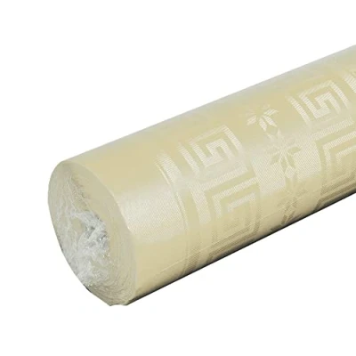 Image de Pro Nappe Réf R485024I jetable en Papier damassé rouleau de 50 M long X 1,18 large au motif universel chic et classique 166 couverts Couleur ivoire