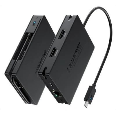 Image de Cable Matters Hub USB4 Portable 40Gbps Dual HDMI, USB 4 Dock avec 2x4K@60Hz ou 1x4K@120Hz / 8K@30Hz, 100W PD, Gigabit Ethernet, Compatible Thunderbolt pour XPS, Surface Pro, iPad Pro