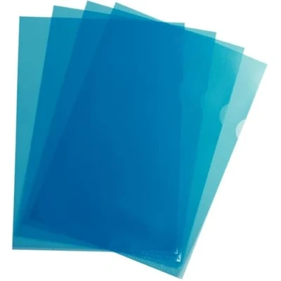 Image de Officedepot Pochettes Coin en Polypropylène Grainé 9/100ème, Format A4, Coloris Bleu, Lot de 100