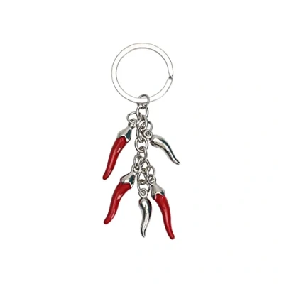 Image de ARFUKA Porte clés en alliage de zinc avec pendentif forme piment Cadeau Noël et d&#039;anniversaire, Rouge, taille unique