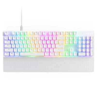 Image de NZXT Function 2 Clavier de jeu optique pleine taille Taux d&#039;interrogation 8K Commutateurs optiques linéaires Actionnement ajustable Touches PBT à deux coups RGB Repose poignet Blanc