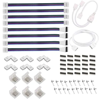 Image de zuchini Kit de connecteurs pour bande lumineuse LED 5050 RGBW 12 mm 5 broches connecteur d&#039;angle en forme L Utilisation directe sans soudure Câble d&#039;extension