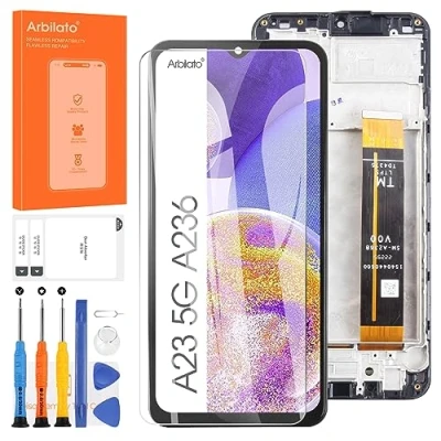 Image de Écran de rechange pour Samsung Galaxy A23 5G LCD SM A236U, A236B, A236E tactile Digitizer Assemblée Pièces réparation (noir avec cadre)