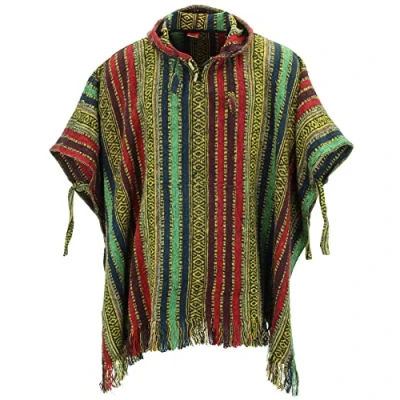 Image de LOUDelephant Poncho à capuche 100% coton tissé Gheri Style mexicain Multicolore Taille unique
