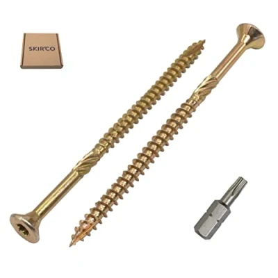 Image de SKIR&#039;CO Lot de 20 Vis à bois universelles en acier zingué Tête fraisée Torx Type 17 panneaux d&#039;aggloméré 5,0 x 120 mm Jaune