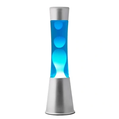 Image de ITotal Lampe à Lave 40 cm avec Base Argentée, Liquide Bleu et Cire Blanche