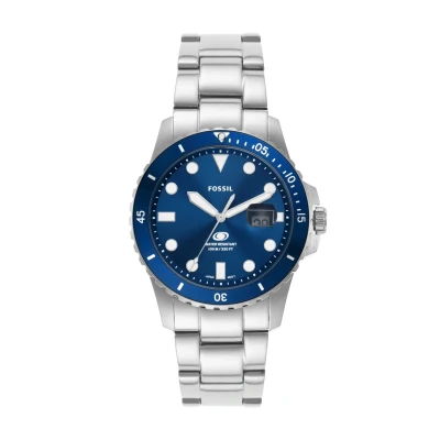 Image de Fossil Montre Blue Dive à trois aiguilles avec date, en acier inoxydable, pour homme, FS6029