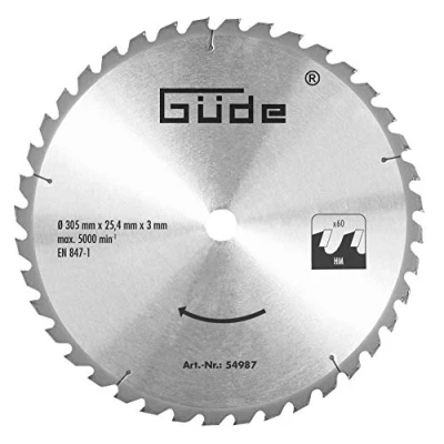 Image de Güde 54987 Lame de scie à bois HM 305 x 25,4 60Z (lame en carbure 25 mm avec 4 60 dents)