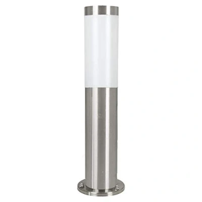 Image de Eglo Lampadaire Helsinki, borne lumineuse pour jardin et chemin, potelet éclairage extérieur en acier inox plastique, lampe sur pied aspect argenté blanc, douille E27, IP44