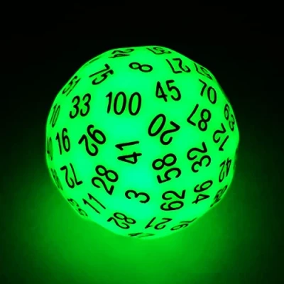Image de Bescon Super Jade Glow in Dark Polyhedral Dice 100 Sides, Luminous D100 Die, Sided Cube, Glowing Game