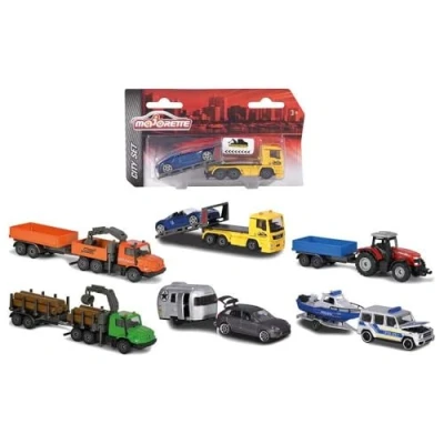 Image de Majorette Trailer Assortment, véhicule Die Cast, boîte de Collection, pneus en Caoutchouc, Roue Libre, 212053154, Multicolore 6 modèles différents, Livraison : 1 pièce, sélection aléatoire,