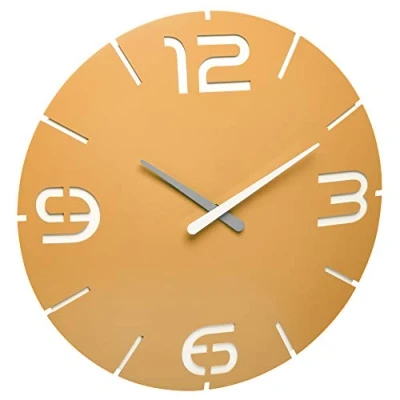Image de TFA Dostmann Contour 60.3536.07 Horloge Murale Radio pilotée avec Chiffres et marquage des Heures, Jaune, Ø 350 x (H) 35 mm