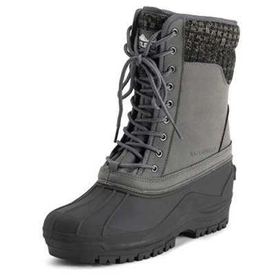 Image de Polar Femmes Lacer Imperméable L&#039;hiver Semelle En Caoutchouc Mi Mollet Nubuck Boue Neige Bottes Gris UK8/EU41 YC0691