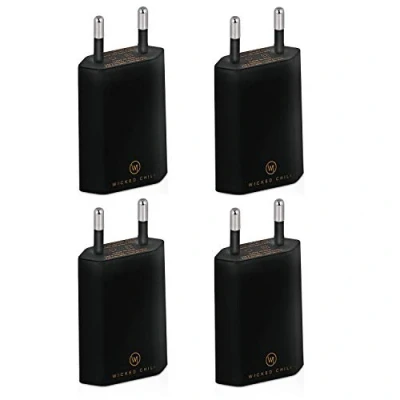 Image de Wicked Chili 4X Double Chargeur USB 12W / 2400mA Pro Series Alimentation Universelle adaptée pour téléphone Portable, Batterie Externe et Enceinte Bluetooth (90, Sortie USB) Noir