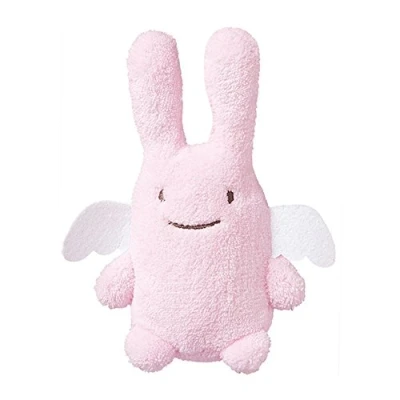 Image de TROUSSELIER Doudou avec hochet Ange Lapin 20 cm de haut Moderne Chic Idéal Cadeau Naissance Lavable en Machine Colori Rose