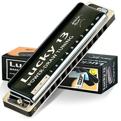 Image de East top Lucky Harmonica 13 Bass Plus Blues trous Diatonique Mouche Orgue Instruments de musique professionnels PowerDraw Clé en Do pour adultes